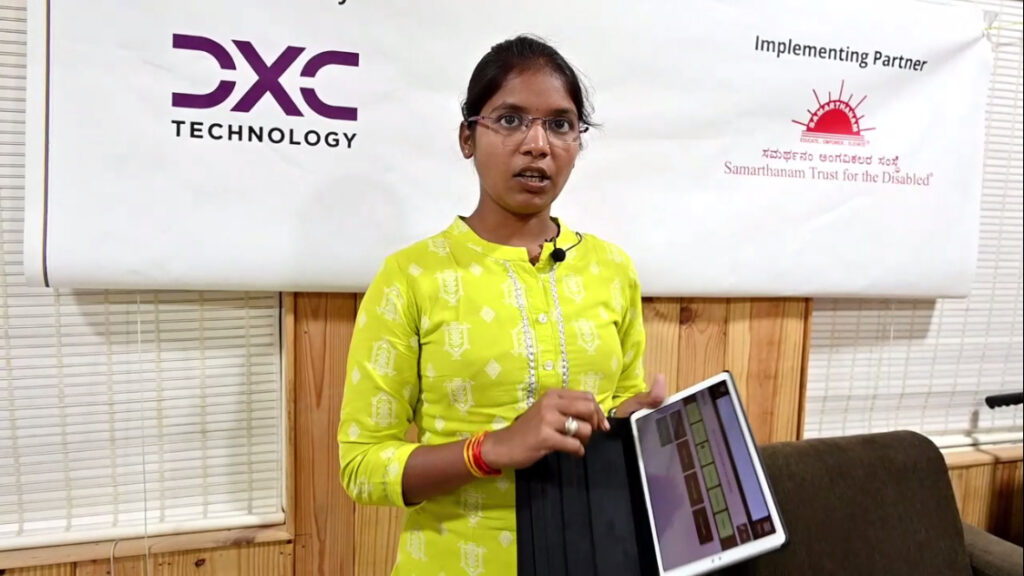 nirmala from id school samarthanam belgavi talking about using samarthanam avaz app