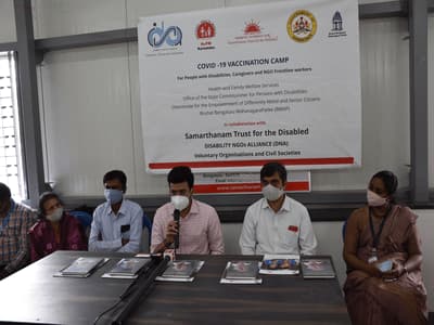 vaccine drive camp in Samarthanam Bhavan, J.P. Nagar office