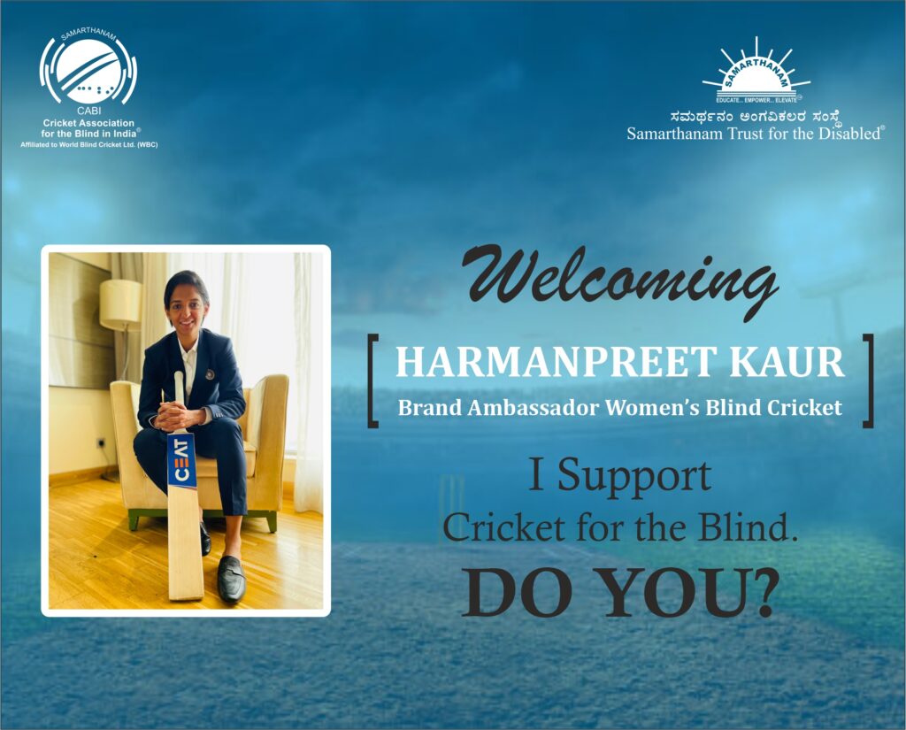Harmanpreet Kaur Captain of the India Women’s National Cricket Team, is welcomed by Samarthanam and CABI
