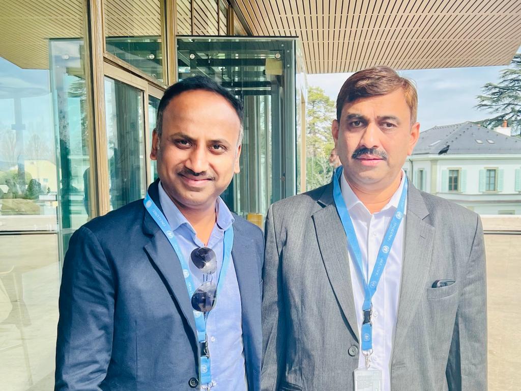 Dr Mahantesh G Kivadasannavar with Dr. Ranganath Kempanahally, a friend and fellow social advocate at the 52nd Session of Human Rights in Geneva-1