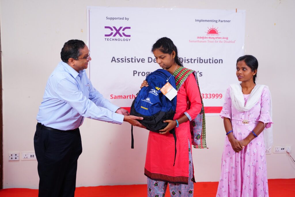 Samarthanam Trust, in collaboration with DXC Technology, organized an Assistive Aids Distribution Program for People with Disabilities (PwDs) in Hyderabad-1