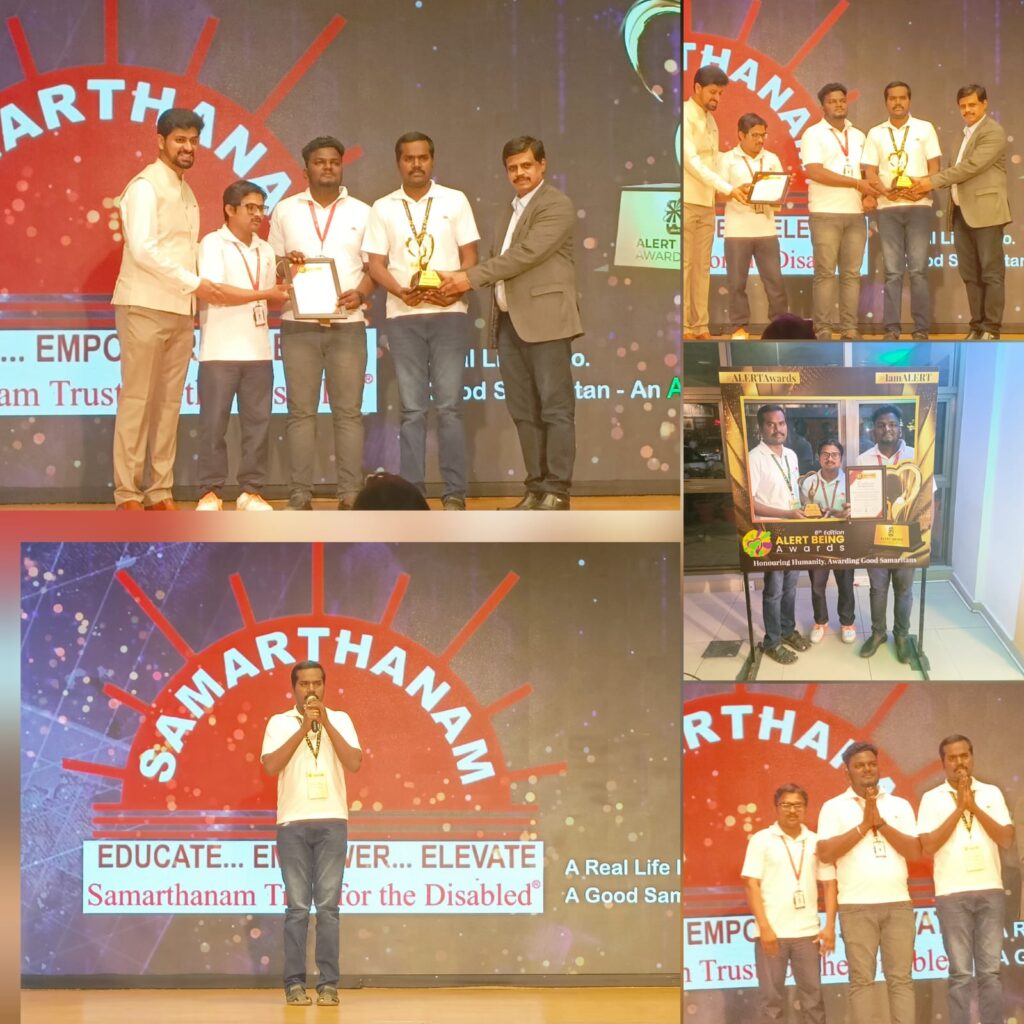 Samarthanam won the Good Samaritan - Organization award at the ALERT Being Awards 6th Edition