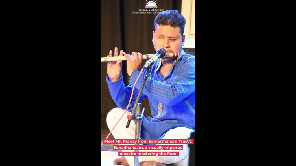 mr.pranay from samarthanam maestero in flute playing