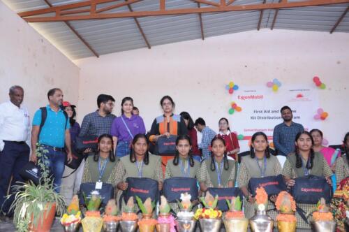 Adolescent girl pupils at Aralumallige Bagilu Government School in Doddabalapur received first aid kits and menstrual hygiene kits from Samarthanam Trust, which is partnered with ExxonMobil-7