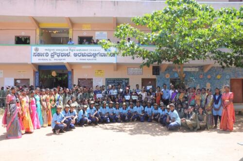 Adolescent girl pupils at Aralumallige Bagilu Government School in Doddabalapur received first aid kits and menstrual hygiene kits from Samarthanam Trust, which is partnered with ExxonMobil-9