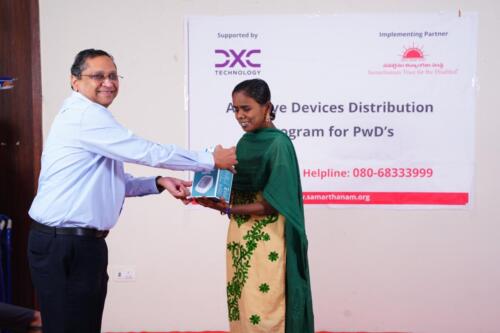 Samarthanam Trust, in collaboration with DXC Technology, organized an Assistive Aids Distribution Program for People with Disabilities (PwDs) in Hyderabad-8