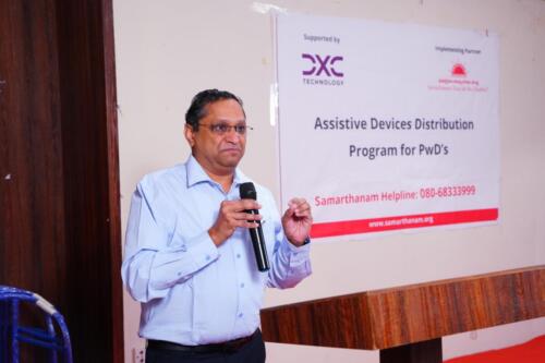Samarthanam Trust, in collaboration with DXC Technology, organized an Assistive Aids Distribution Program for People with Disabilities (PwDs) in Hyderabad-9