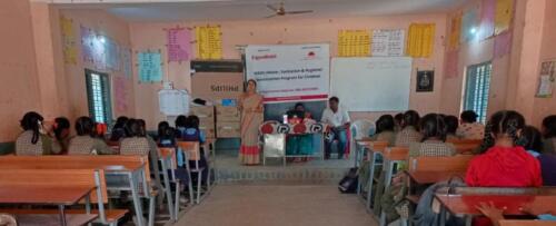 Samarthanam Trust, in partnership with ExxonMobil, conducted a WASH (water, sanitation, and hygiene) sensitization workshop for adolescent girl students of Kantanakunte Govt. School-4