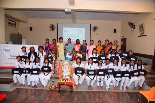 Samarthanam Trust, in partnership with Intel, distributed First Aid Kits, Menstrual Hygiene Kits, and Toiletry items to adolescent girl students-1